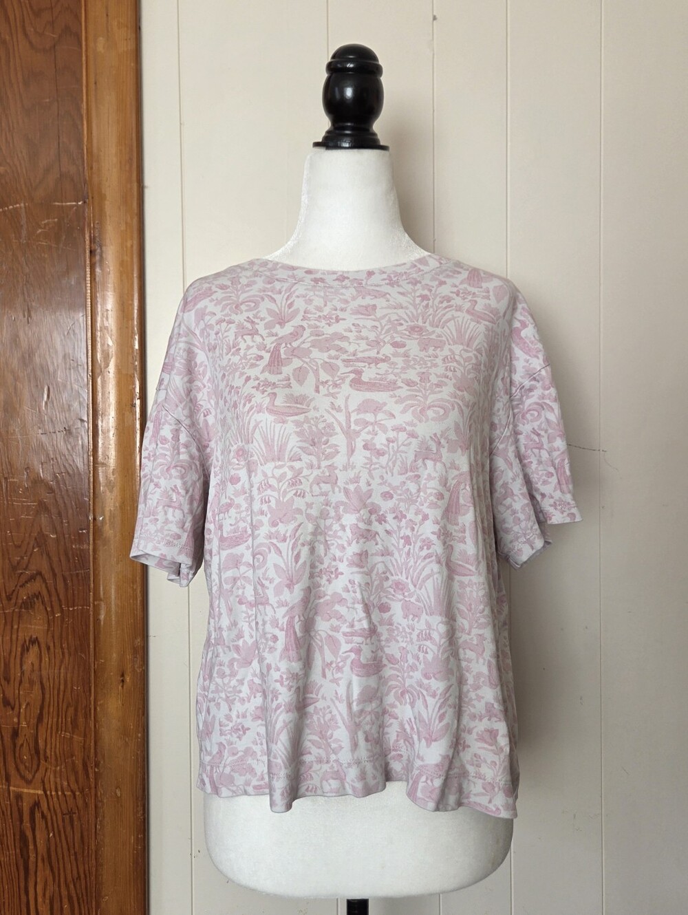 Hill House | Short Sleeve Organic Cotton PJ Set In Pink Jungle Toile
